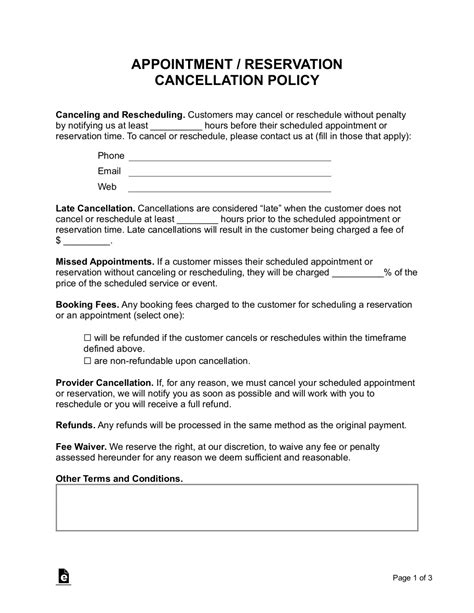 Cancellation policy .